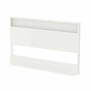 White Full Queen Wooden Panel Headboard Shelf Cut Out Bed Frame Mount Storage - Picture 1 of 6
