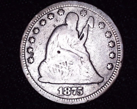 1875 P Silver Seated Liberty Quarter V-4 Resumed  #S086 Cover
