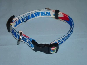 KANSAS JAYHAWKS Adjustable DOG/PET COLLAR size Medium by Hunter Mfg NWT - Picture 1 of 3