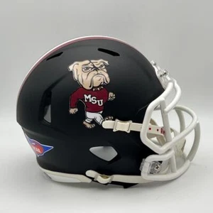 Mississippi State Bulldogs CUSTOM Matte Black Bulldog Mini Football Helmet - Picture 1 of 3