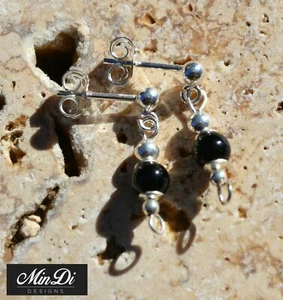 Aretes. Aretes de Plata de Ley con Ónix Negro fabricados en Australia. - Imagen 1 de 5