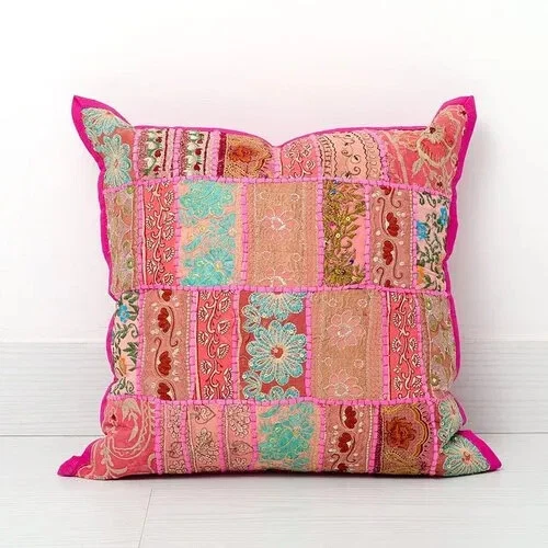 Fundas de cojín/almohada decorativas bordadas Khambadia de 16" decoración de habitación Foto 1 de 1