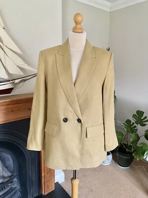 Zara Camel Oversized Linen Double Breasted Blazer XS UK8 # G191 XS - Image 1 of 4