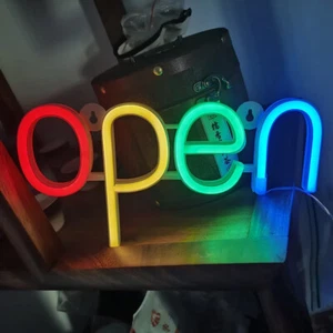 LED Open Geöffnet Schild Leuchtschild Pizza Tattoo Leuchtreklame Display Werbung - Bild 1 von 15