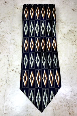 Corbata ancha Giorgio Brutini Collection seda negra con diamantes dorado/marrón/verde Foto 1 de 4