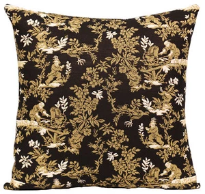 The Chinese on a Wheelbarrow Black 19x19 in French Tapestry Cushion Cover - Picture 1 of 9