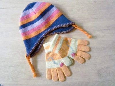 Bonnet gants Fille Gémo 4 ans peruvien ensemble multicolore TBE - Photo 1/4