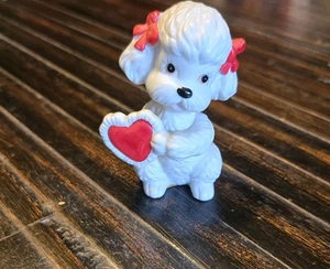 Vintage Lefton HEART Valentine Poodle Dog Figurines 3" - Picture 1 of 6