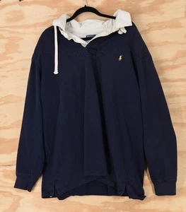 Vintage Polo Ralph Lauren RARE! Detachable Hood Rugby Mens 3XLT - Navy - Picture 1 of 10
