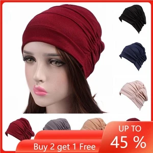 Muslim Women Hijab Caps Turban Hat Beanie Cancer Chemo Headwraps Cap Underscarf - Picture 1 of 18