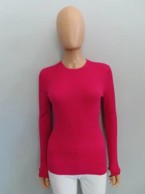 Michael Kors Collection Fuchsia 罗纹针织修身羊绒毛衣 S — 第 1/4 张图片