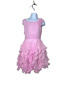 Biscotti girl's Tutu Tulle dress pink ruffles 3d floral Accent size 7 Tiered - Picture 1 of 16