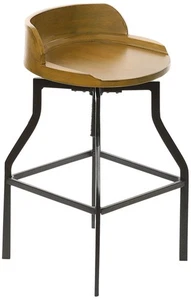 Marais Harvest Oak Wood Adjustable Swivel Bar Stool - Picture 1 of 1