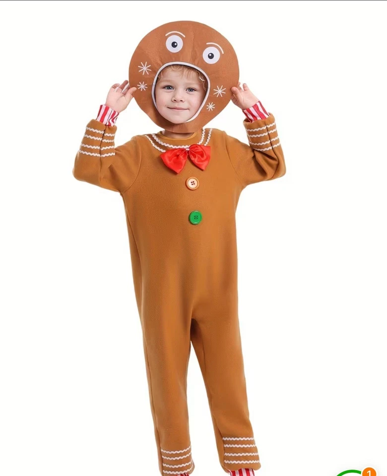 Disfraz Navidad Pan de Jengibre Carnaval Para Niños 6-7 Años Foto 1 de 2