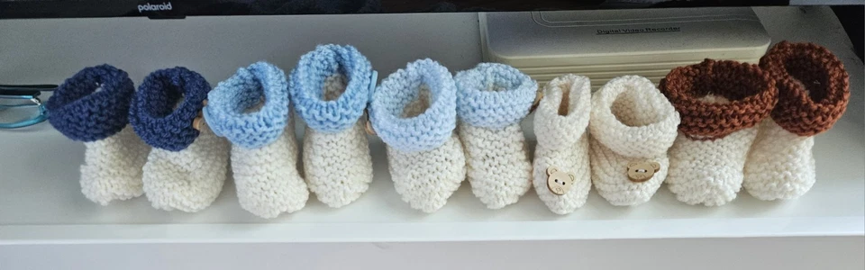 5 x Hand Knitted Newborn blues brown cream  new  - Image 1 of 1