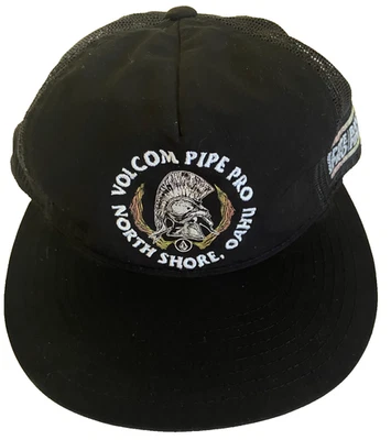 Volcom Pipe Pro Surfing North Shore Hat Black Embroidered OSFM Snapback Mesh - Image 1 of 4