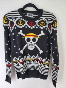 Maglione One Piece Uomo Medium Ruffy Pirata Teschio Nero Bianco Giallo Anime - Foto 1 di 9