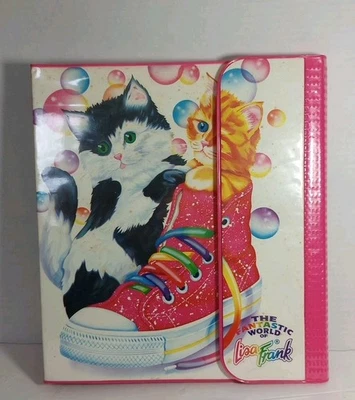 Vintage 1989 Lisa Frank Trapper Keeper Binder Kittens In Shoe  - Image 1 of 4