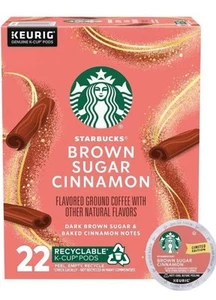 Starbucks Keurig Dark Roast Brown Sugar Cinnamon Coffee Pods - 22 K-Cup Box - Picture 1 of 1