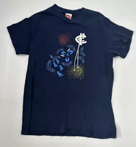 Carlton Blues AFL t-shirt teen Indigenous pattern short sleeved navy blue Size M - Picture 1 of 5