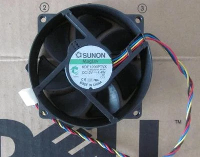 Sunon KDE1209PTVX  12V 4.4W 4Pin 90/80mm x25mm  CPU Round Cooling Fan - Image 1 of 3