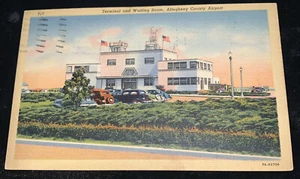 CARTOLINA ALLEGANY COUNTY, PITTSBURGH Pa Aeroporto 1942 Terminal Bldg - Foto 1 di 3