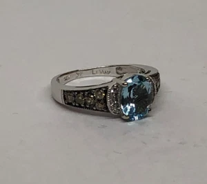 Anillo Le Vian Oro Blanco 14k Aguamarina Chocolate y Diamantes Blancos Talla: 4.75[065GRA - Imagen 1 de 11