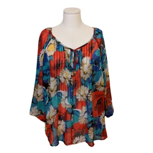 Blusa Charter Club Floral Transparente Plisada Primavera Colorida Oficina Primavera Verano L - Imagen 1 de 7