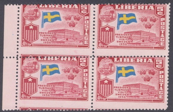 Liberia 1958, Visit to Sweden BLOCK(4), perforations at an angle NH #370 - Image 1 of 1