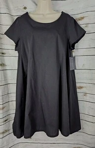 Bryn Walker Black Cotton Poplin Tunic Top Small Swing A-Line NEW Dress Lagenlook - Picture 1 of 8