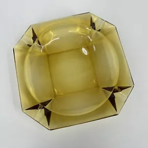 MCM Bernstein schwerer quadratischer Aschenbecher aus Glas 60er Jahre (8" x 8") Zigaretten - Zigarren - Bild 1 von 5