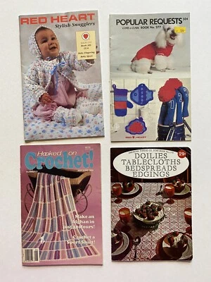  VINTAGE Crochet Booklets-LOT OF 4- BABY/ AFGHANS/ layette doilies edgings dish - Image 1 of 4
