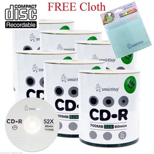 600 Smartbuy 52X CD-R 700 MB logotipo superior disco grabable + tela de microfibra gratuita - Imagen 1 de 5