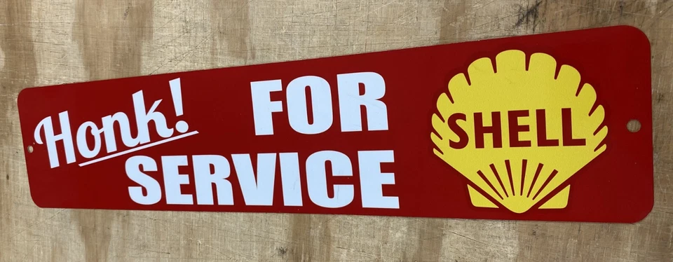 Shell Honk For Service Aluminum Metal Sign 4x18 - Image 1 of 1