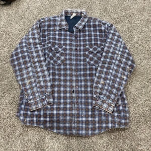 VTG 70/80s OshKosh B'Gosh Insulated Flannel Quilted Lined Plaid Brown Blue 25x31 - Picture 1 of 5