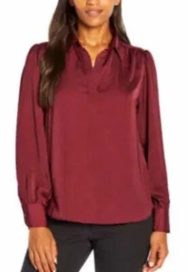 Banana Republic Women's Long Sleeve V Neck Satin Pullover Top Size S - Picture 1 of 6