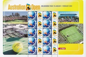 Australian Open Tennis 2004 Souvenir Stamp Sheet Australia Post - Picture 1 of 1