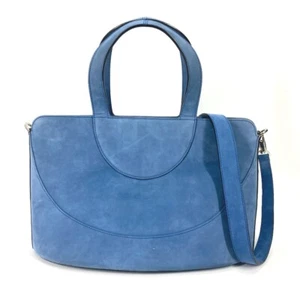 BVLGARI Bag Tote Bag Shoulder Bag Decollete 2WAY Hand Bag suede blue - Picture 1 of 16