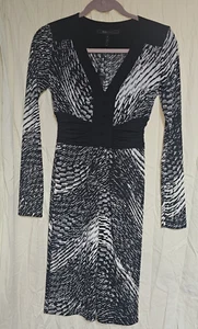NEU GRÖSSE XXS BCBGMAXAZRIA PAULETTE SCHWARZ WEISS LANGARM STRETCH KLEID NEU MIT ETIKETT $ 178 - Bild 1 von 15