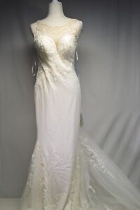 NEW Stella York 7542 Wedding Dress Sparkly Floral Lace Fit & Flare Size 10 LONG