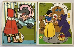 Playskool Disney Puzzle Lot, Wooden, Snow White & Little Red Riding Hood VTG - Picture 1 of 5