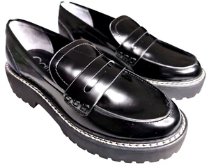 Calvin Klein Women's 6M Black Suzie 2 Lug Sole Heeled Loafer Shoes - Picture 1 of 8