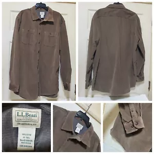 LL Bean Shirt Men XL Tall Brown Corduroy Overshirt Western Cowboy Rodeo Minimal - Picture 1 of 14