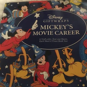 DISNEY Geschenkpapier MICKEY'S FILMKARRIERE Geschenkpapier 12 BLATT Buch. Nie benutzt - Bild 1 von 15