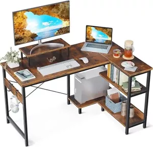 L Shaped Computer Desk with Reversible Storage Shelves, L-Shaped Corner Desk - Picture 1 of 7