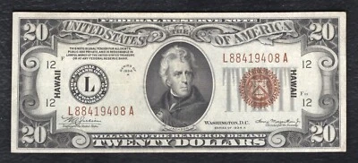 FR. 2305 1934-A $20 TWENTY DOLLARS “HAWAII” FRN FEDERAL RESERVE NOTE ABOUT UNC. - Image 1 of 2