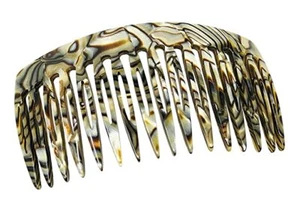 Pettine per capelli laterali French Amie curvo 16 denti fatto a mano (grigio onice argento) - Foto 1 di 7