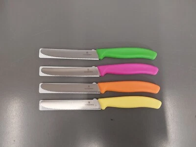 VICTORINOX Swiss Made 4" Blade Paring Knife - Serrated With Round Tip - 4-Pack