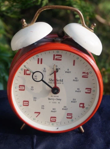 Vintage 1970s Sheffield Skeleton Back Keywound Alarm Clock - CBS TV Advertising Cover