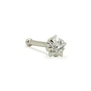 14KT White Gold Nose Bone Ring 3mm Clear Star CZ 22 Gauge 22G - Picture 1 of 1